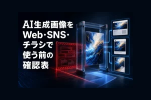AI生成画像をWeb・SNS・チラシで使う前の確認表の内容を表したサムネイル