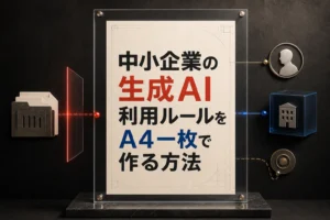 中小企業の生成AI利用ルールをA4一枚で作る方法の内容を表したサムネイル